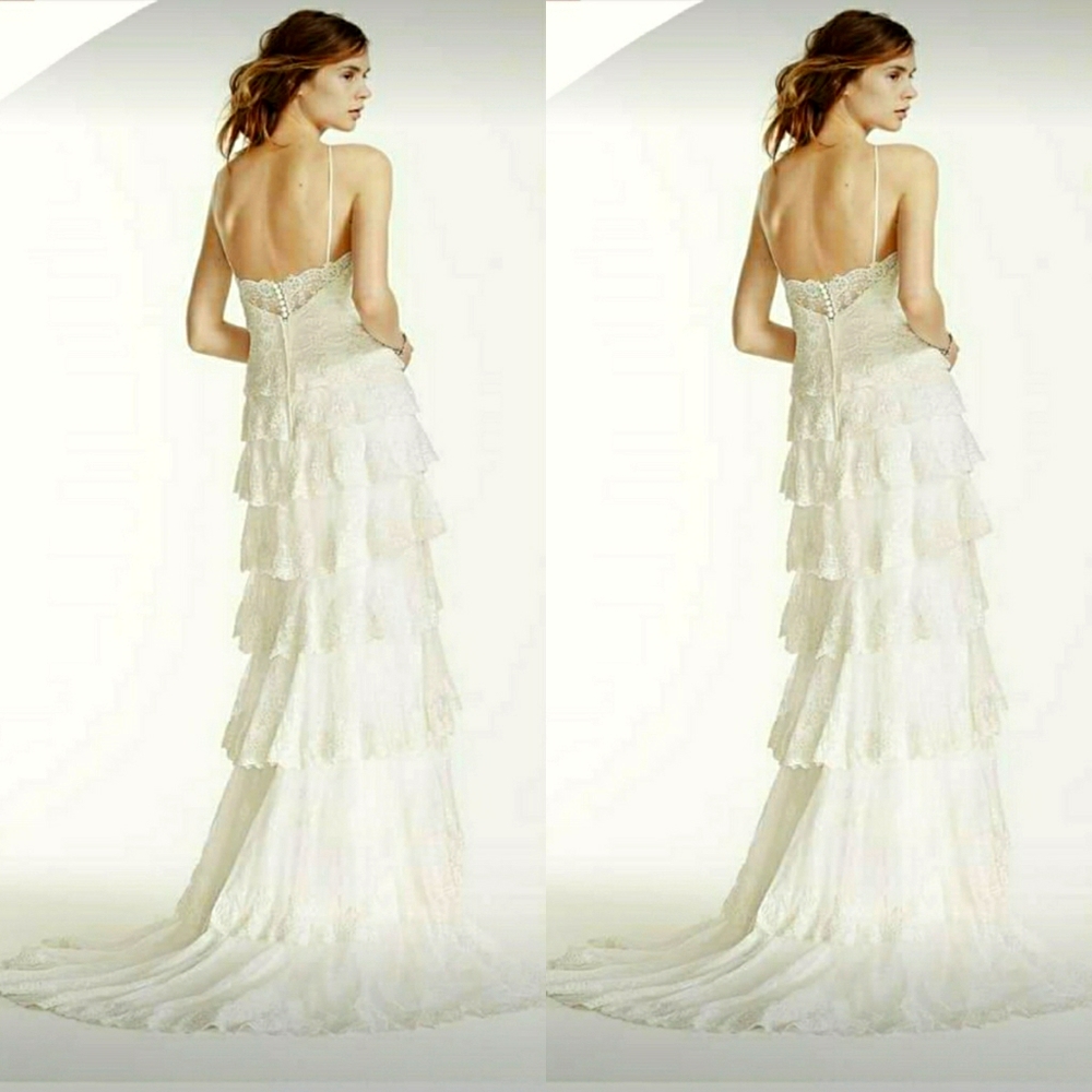 MELISSA SWEET BEADED TIERED LACE WEDDING DRESS. Si